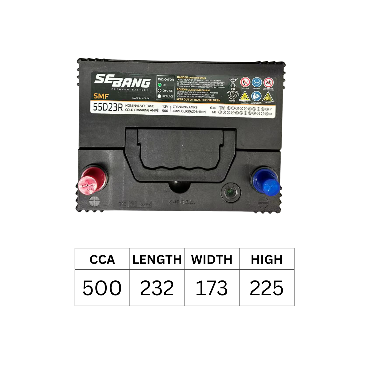 SEBANG 55D23R 500CCA 232*173*225 SEBANG 55D23R 500CCA 232*173*225