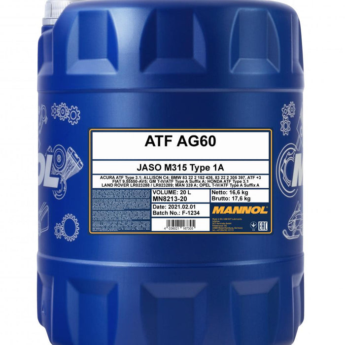ATF 20L MN 8213 AG 60 ZF ALL EURO CAR 8=> SPEED