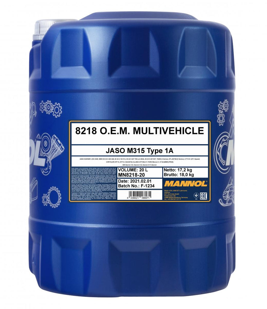 MANNOL 8218 20L O.E.M. Multivehicle JWS 3309 Premium Transmission