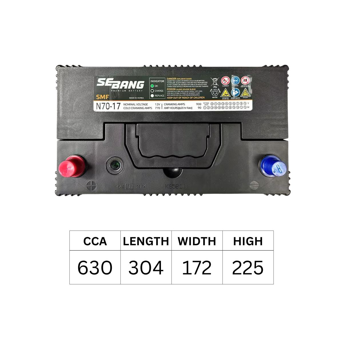 SEBANG N70 95D31R 770CCA 304*172*202