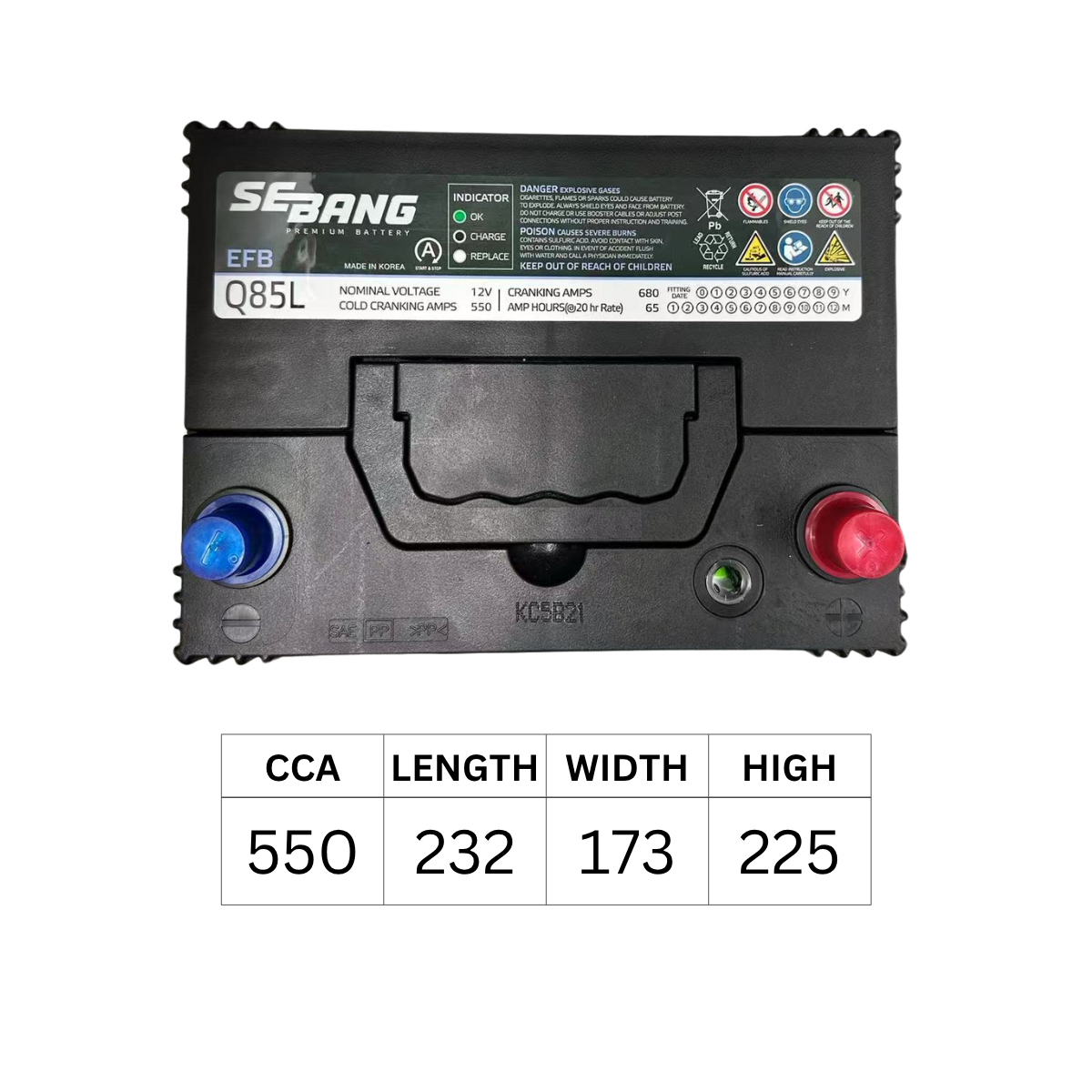 SEBANG EFB Q85L 550CCA 232*173*225