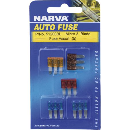 MICRO 3 BLADE FUSE ASSORTMENT (Blister pack of 5)