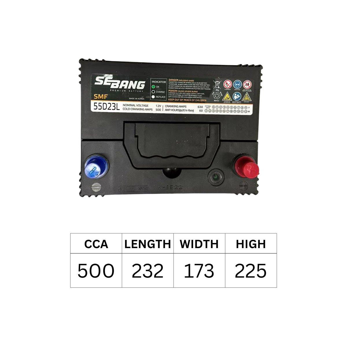 SEBANG 55D23L 500CCA 232*173*225