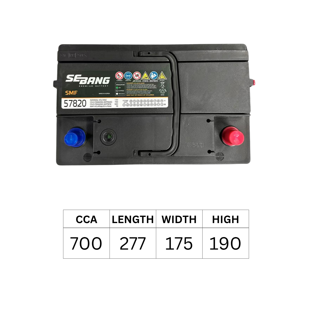 SEBANG 57820 DIN65 DIN66 700CCA 277*175*190