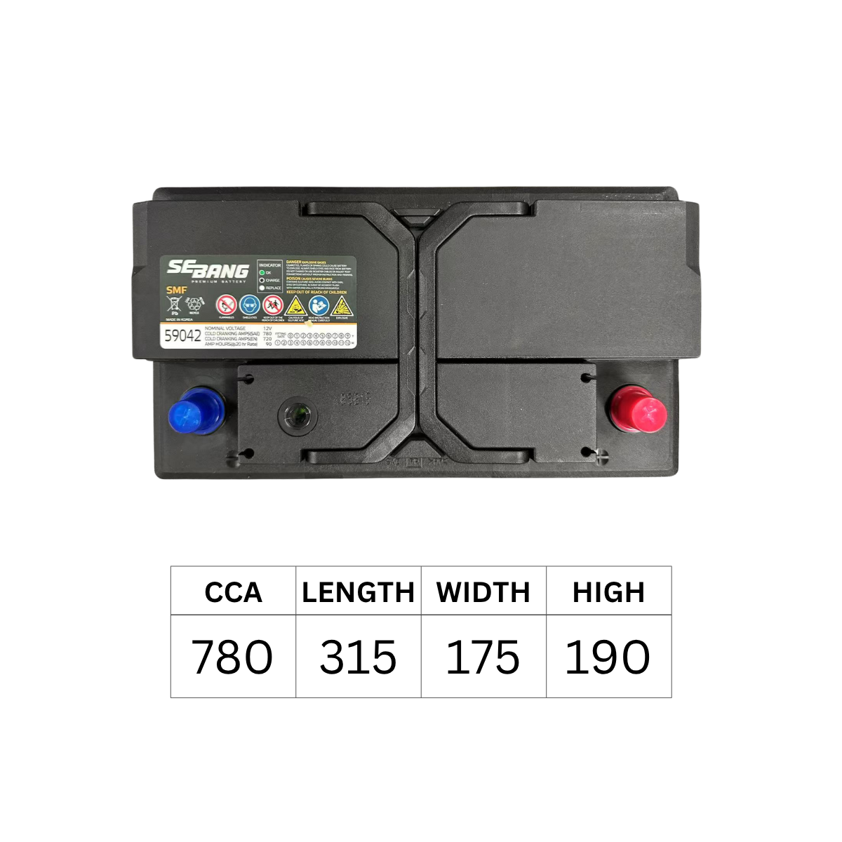 SEBANG 59042 DIN75 DIN77 780CCA 315*175*190