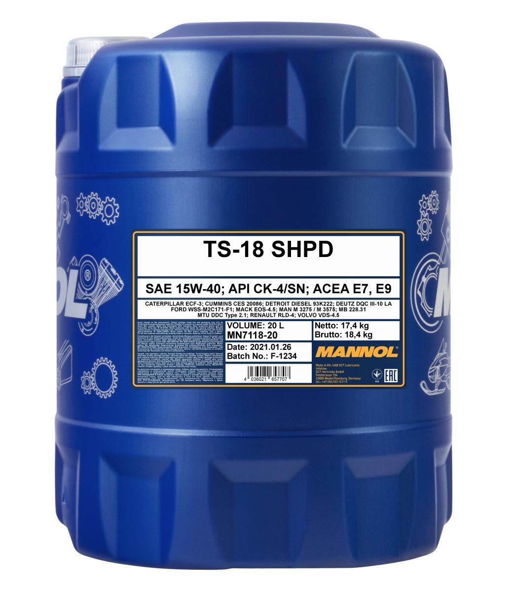 MANNOL 7118 20L TS-18 SHPD 15W-40 TRUCK