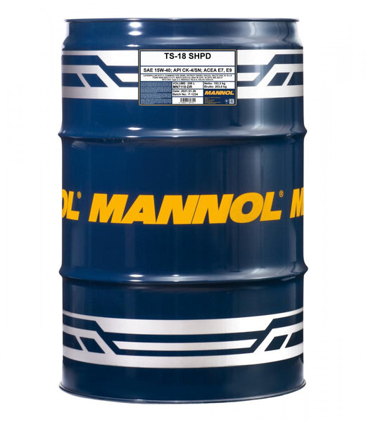 MANNOL 7118 208L TS-18 SHPD 15W-40 TRUCK