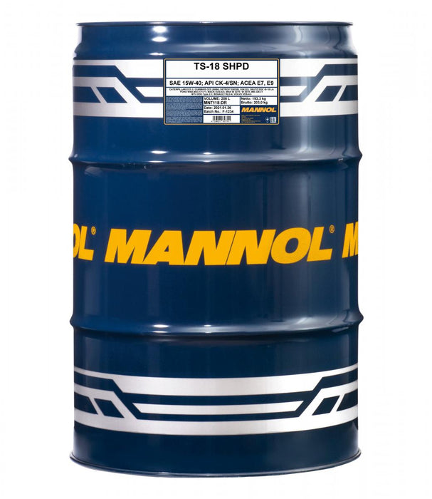 MANNOL 7118 208L TS-18 SHPD 15W-40 TRUCK