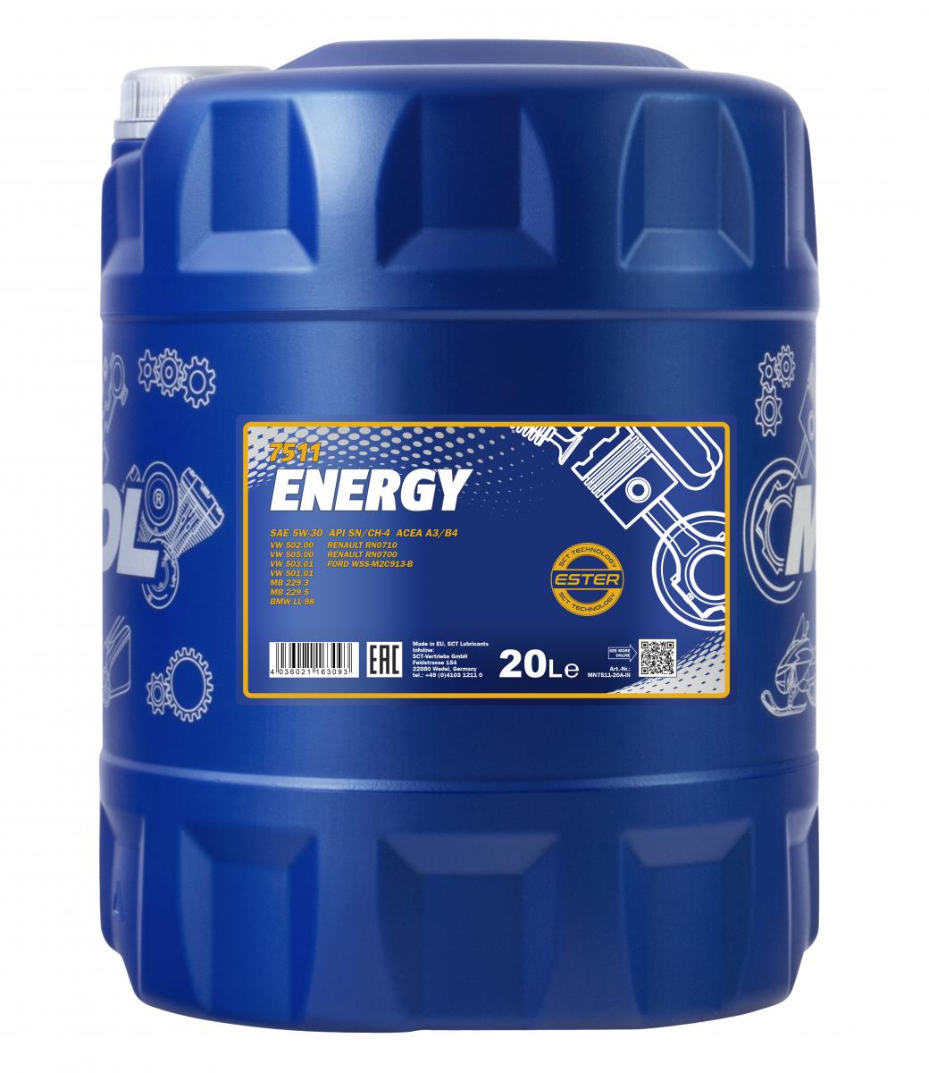 MANNOL 7511 20L Energy 5W-30 Fully Synthese