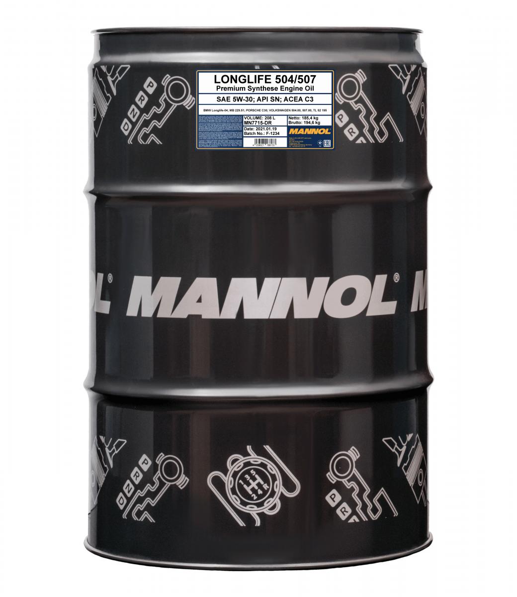 MANNOL 7715 208L 5W-30 SN/CF VW Audi Skoda Seat PORSCHE DPF