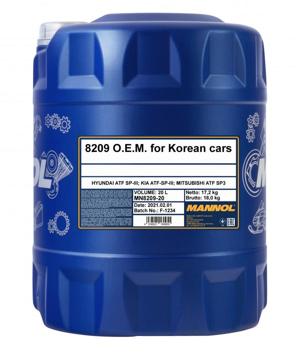 MANNOL 8209 20L O.E.M. ATF SP-III MITSUBISHI KIA HYUNDAI