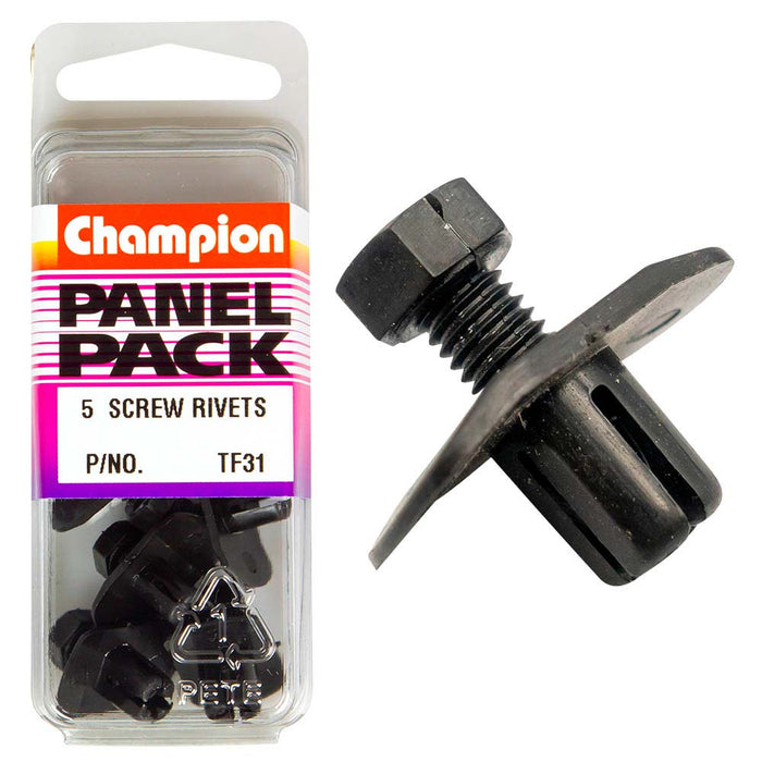 Champion Set Screw Rivet Black 22mm HD x 9mm -5pk