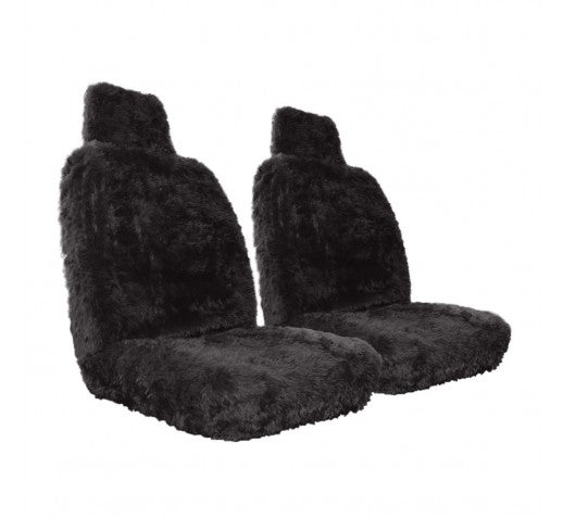 ALPINE PLUSH BLACK HIGH BACK FRONT SEAT COVER PAIR