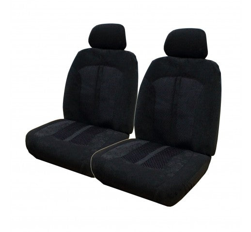 VELOUR BLACK FRONT SEAT COVER PAIR