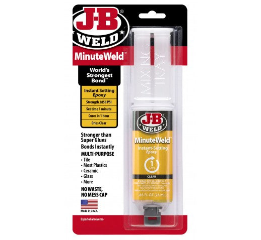 JB WELD MINUTEWELD CLEAR INSTANT SETTING EPOXY SYRINGE 25ML