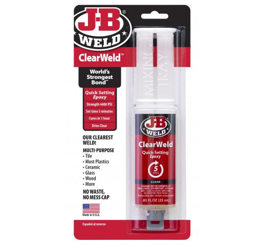 JB WELD CLEARWELD CLEAR QUICK SETTING EPOXY SYRINGE 25ML