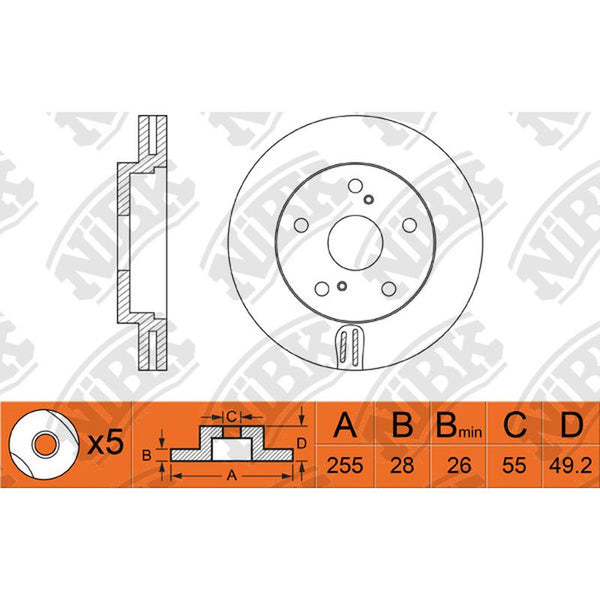 NIBK-RN1069V 255mm x 28min