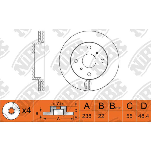 NIBK-RN1250V 238mm x 22min