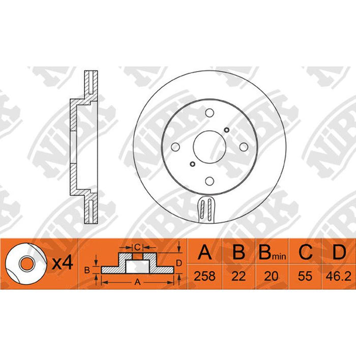 NIBK-RN1436V 258mm x 22min