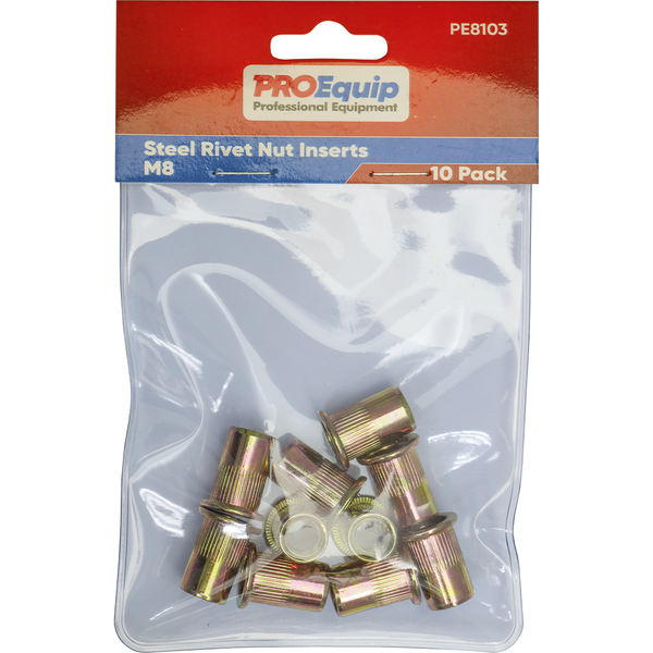 ProEquip M8 Steel Rivet Nut Inserts - 10pk