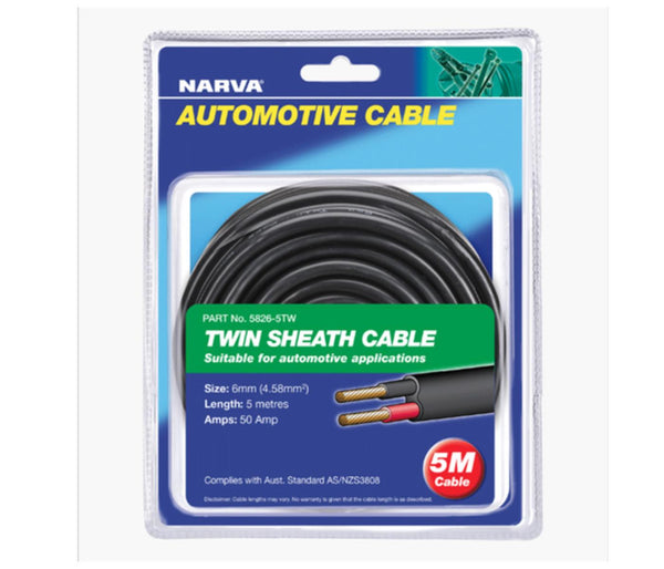 NARVA TWIN CORE 3MM 19A 5M RED\BLK