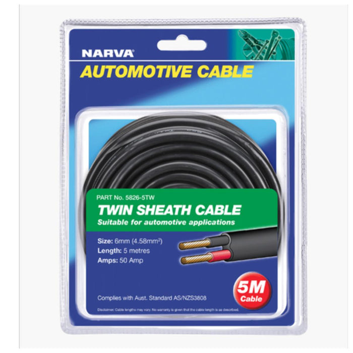NARVA TWIN CORE 3MM 19A 5M RED\BLK