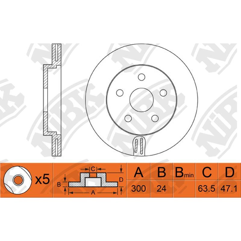 NIBK Rotor RN1134V 300mm x 24min