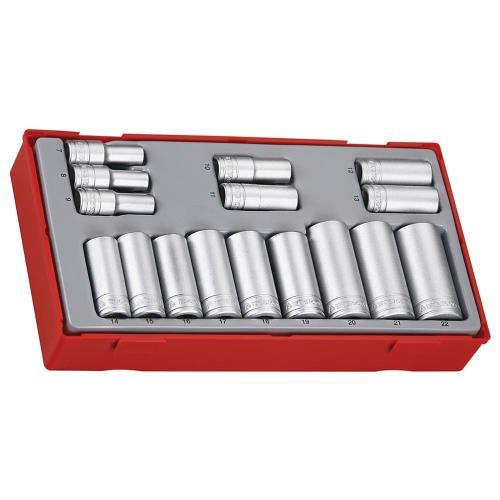 Teng 16pc 3/8in Dr. Deep Skt Set 7-22mm - TC-Tray