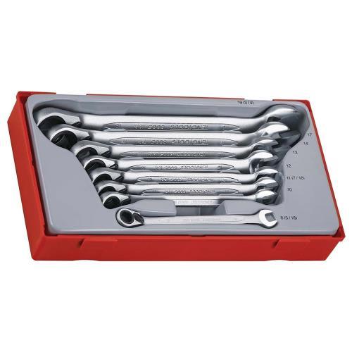 Teng 8pc Rev Ratchet Comb. Spanner Set 8-19mm - TC-Tray