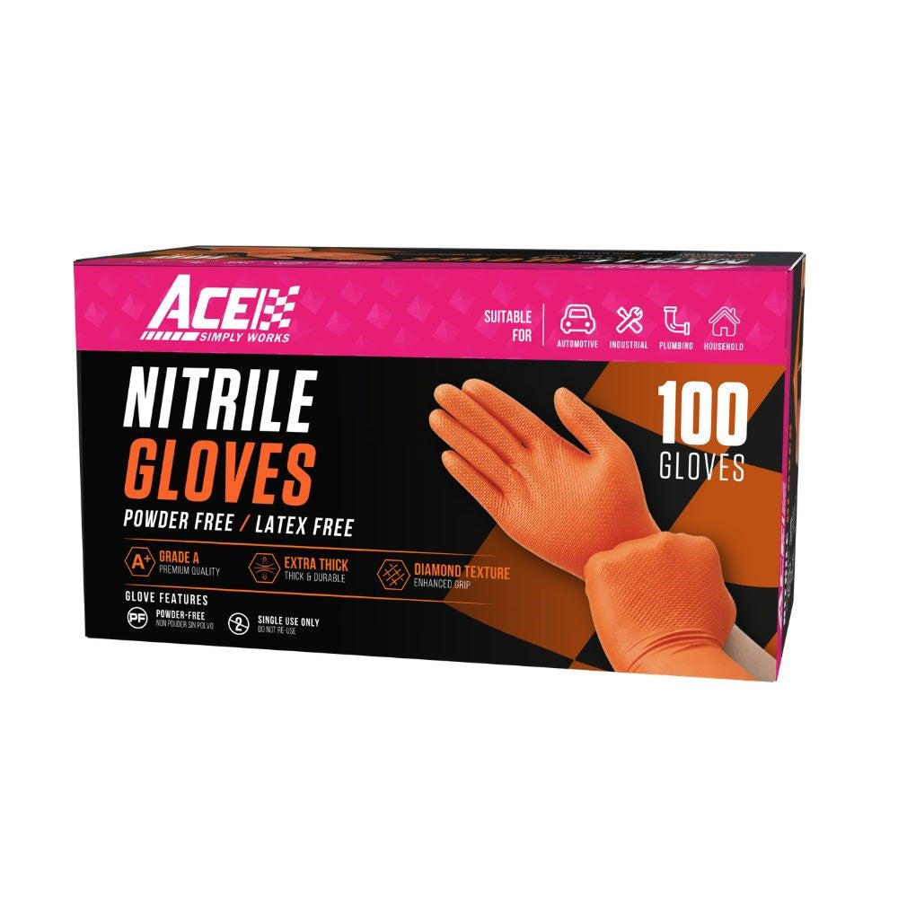 ACE powder & Latex free nitrile gloves Extra Large