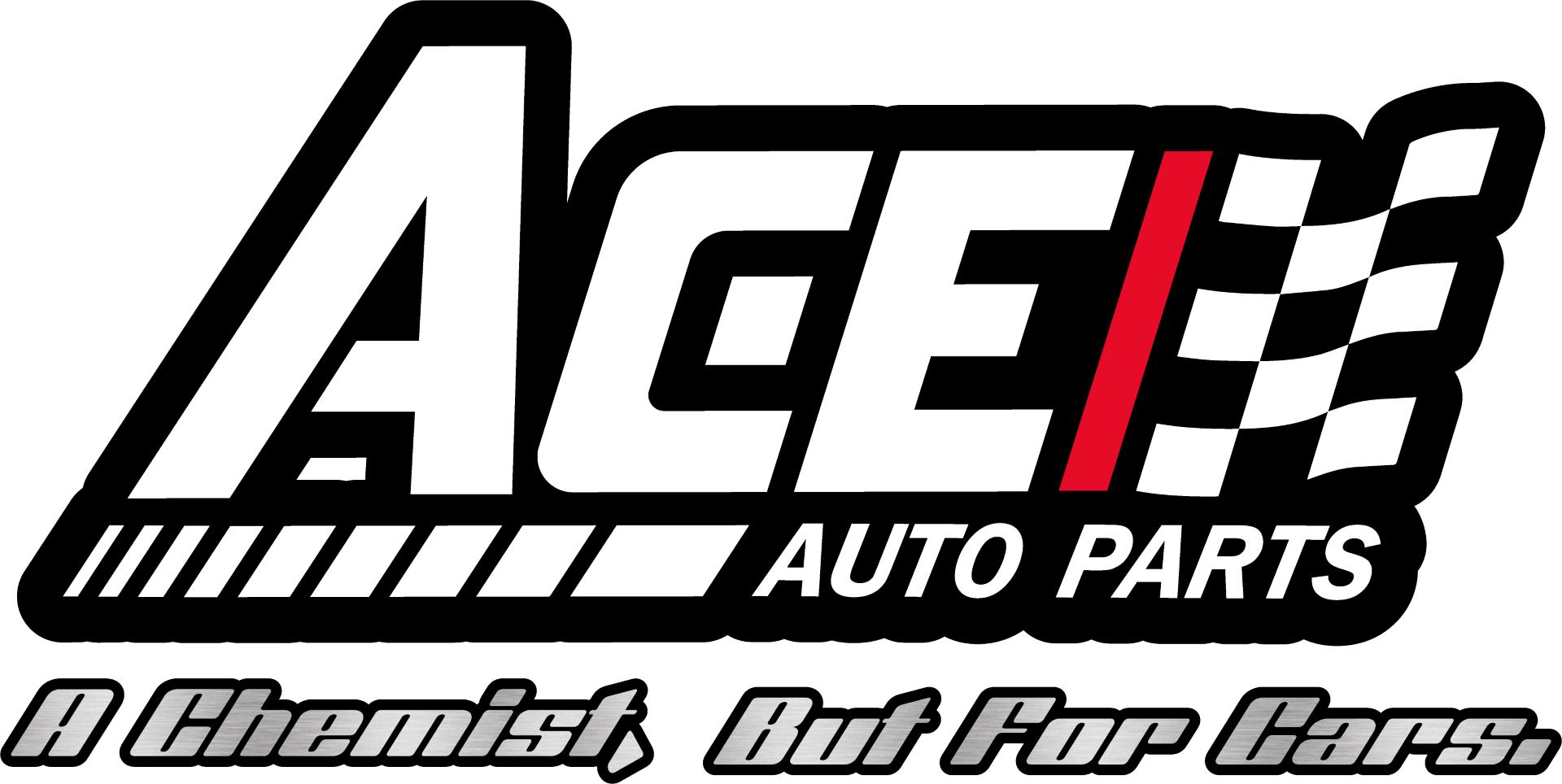 Logo of ACE Auto Parts with a checkered flag design.