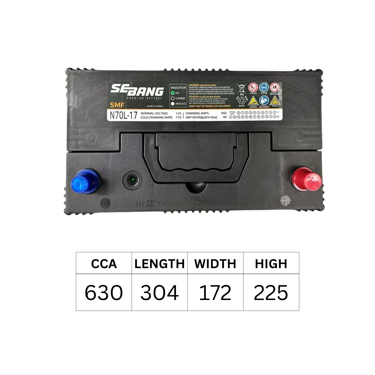 SEBANG N70L 95D31L 770CCA 304*172*202
