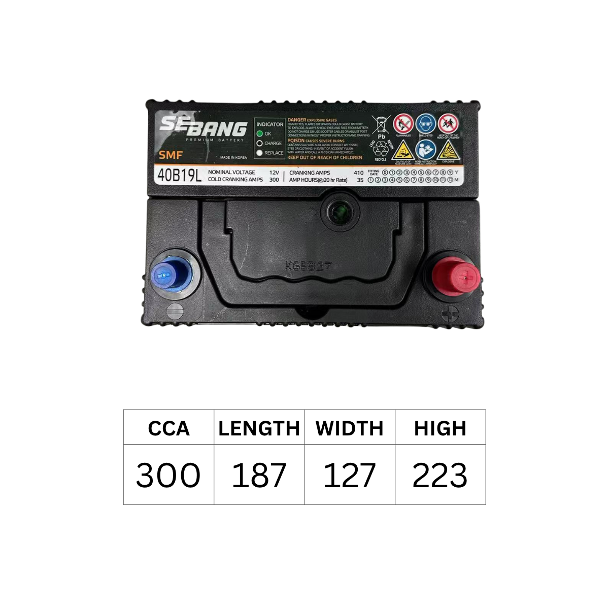 SEBANG 40B19L NS40L 300CCA 187*127*223