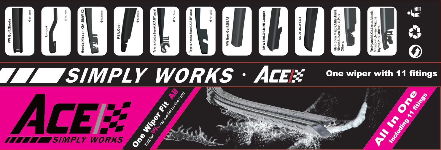ACE SOFT WIPER BLADE ***REAR*** 8" 200MM